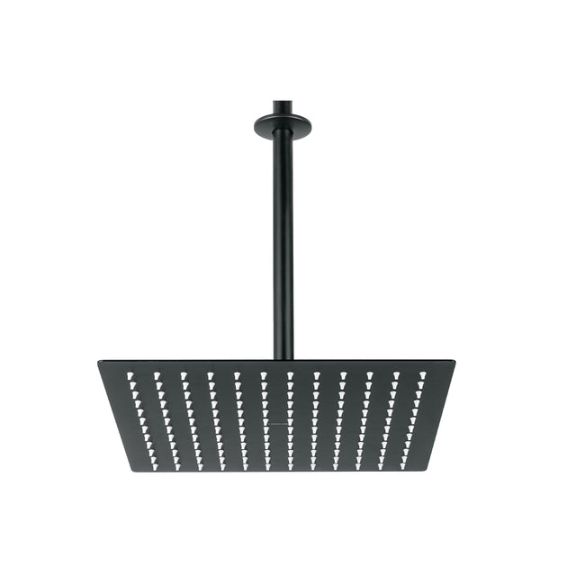 R-312M Regadera plato cuadrado 12" con brazo, negro, FOSET RIVIERA