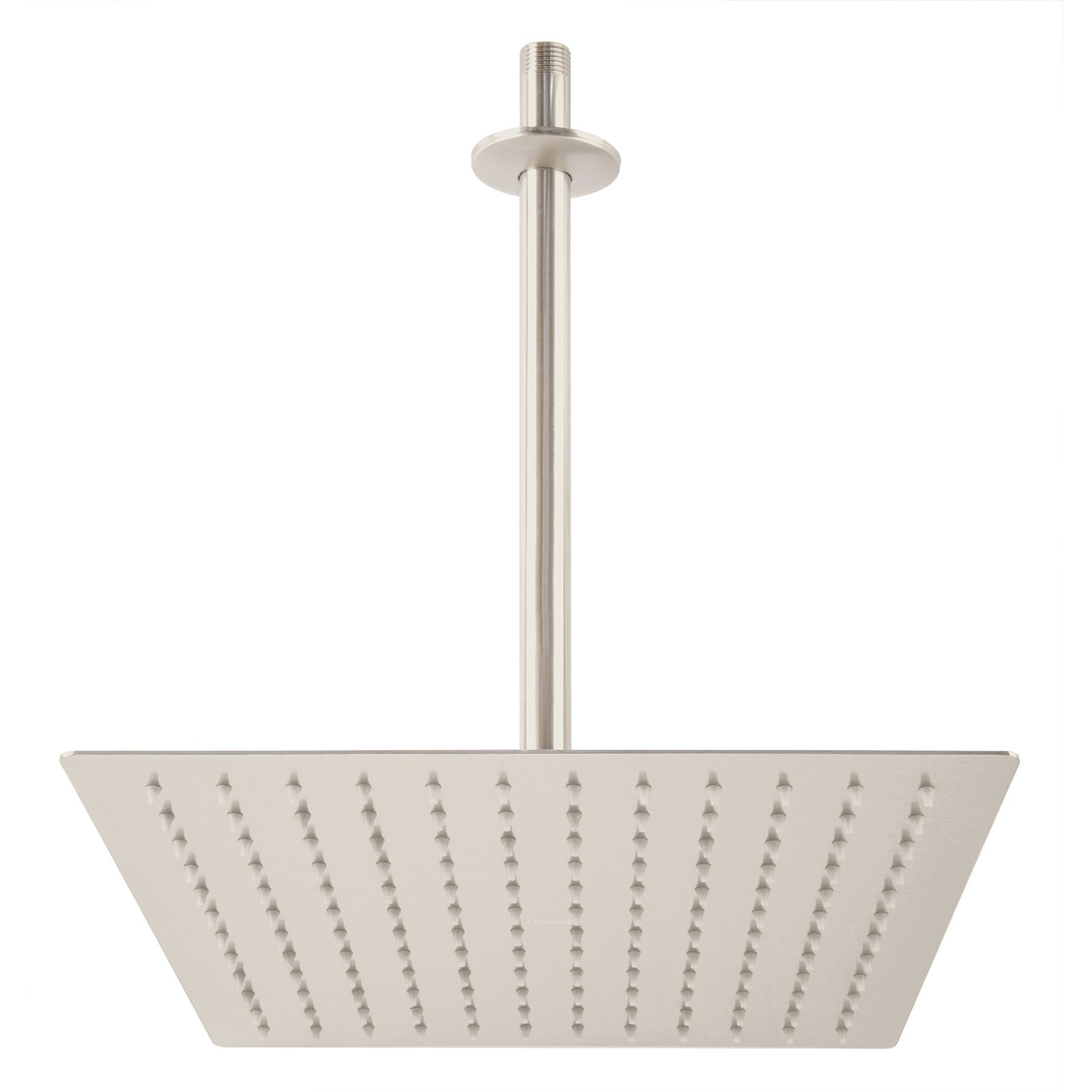 R-312N Regadera plato cuadrado 12" con brazo, satín, FOSET RIVIERA
