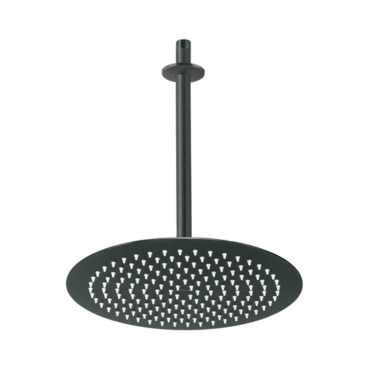 R-313M Regadera plato redondo 12" con brazo, negro, FOSET RIVIERA