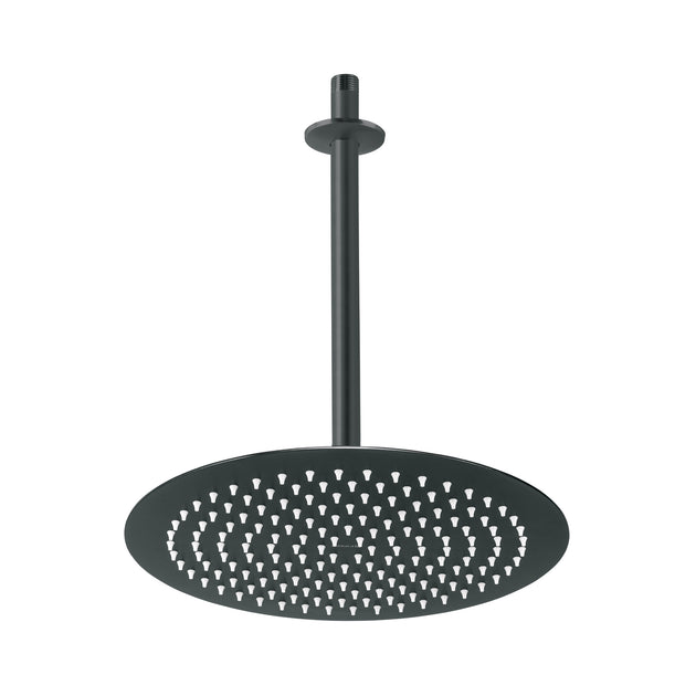 R-313M Regadera plato redondo 12" con brazo, negro, FOSET RIVIERA