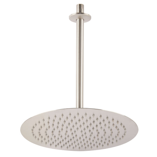 R-313N Regadera plato redondo 12" con brazo, satín, FOSET RIVIERA