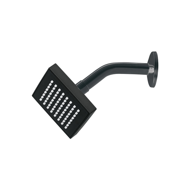 R-403M Regadera cuadrada 4", ABS, con brazo y chapetón, negro, AQUA
