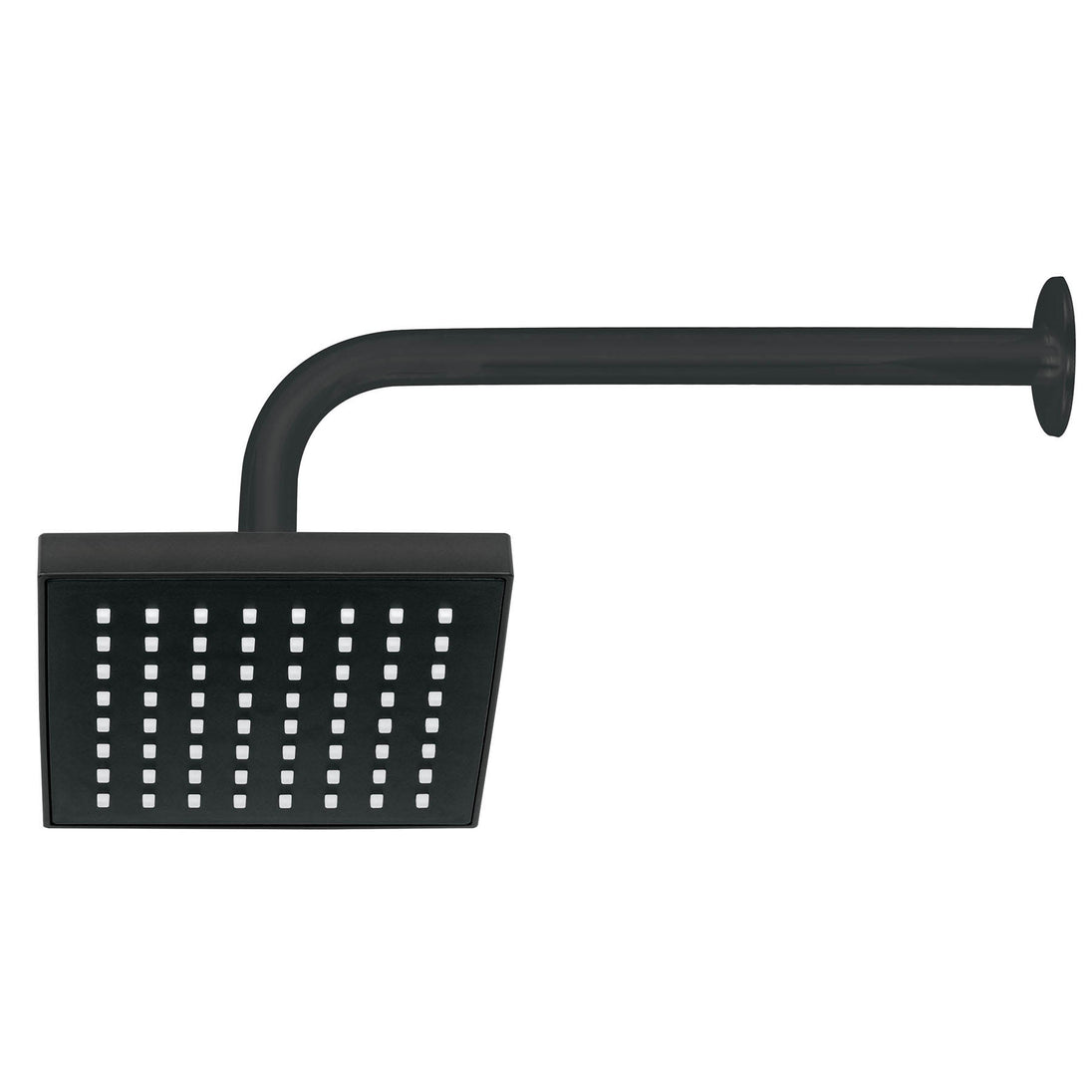 R-404M Regadera cuadrada 6", ABS, con brazo y chapetón, negro, AQUA