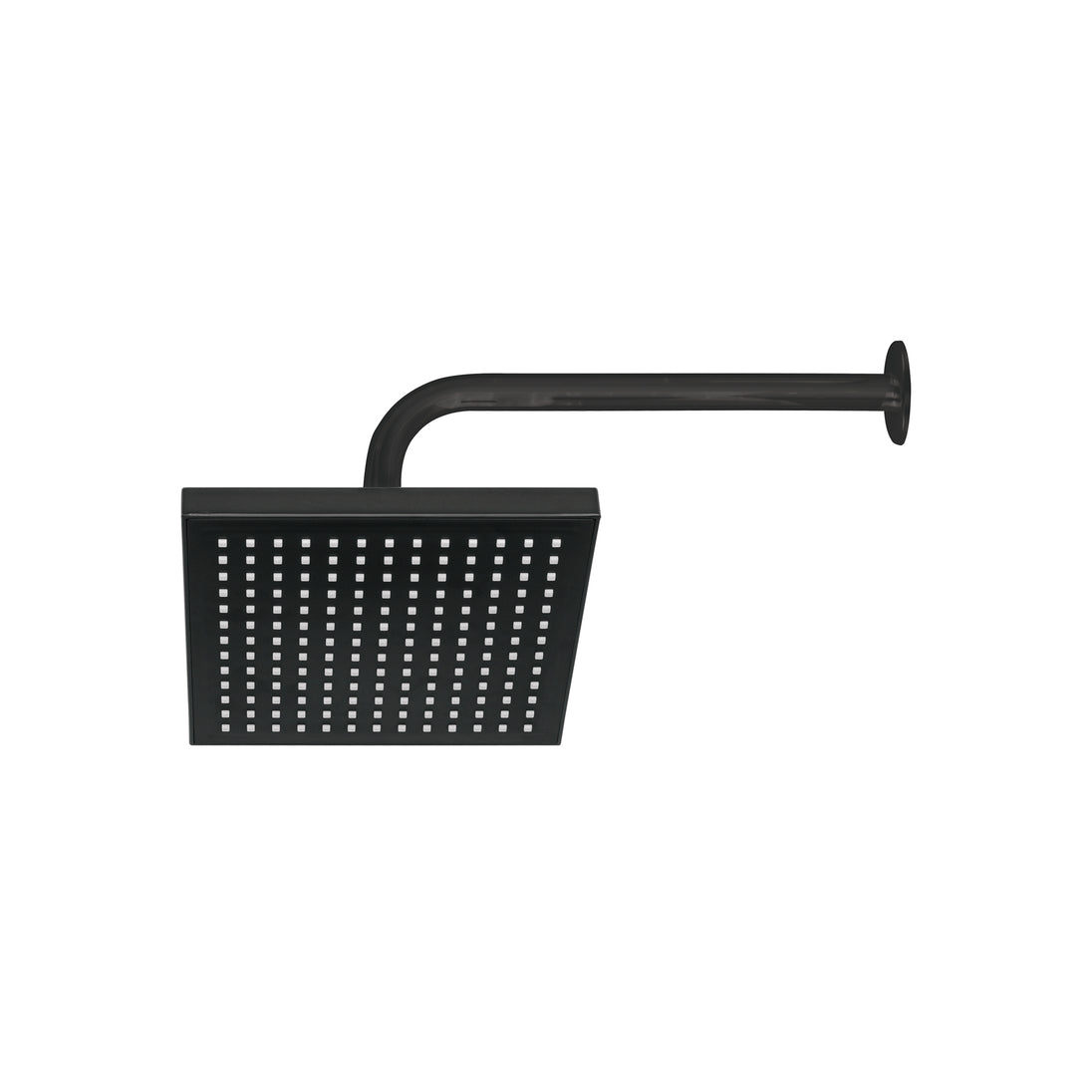R-405M Regadera cuadrada 8", ABS, con brazo y chapetón, negro, AQUA
