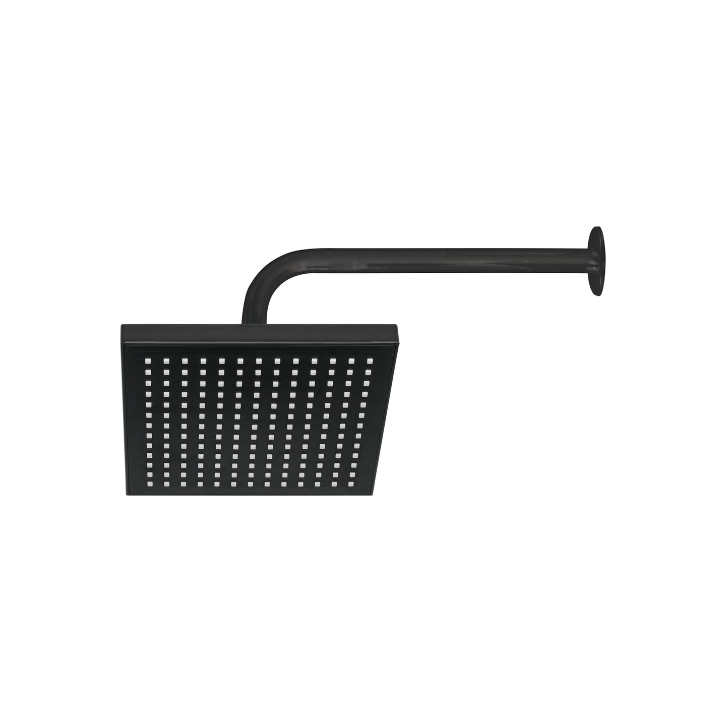 R-405M Regadera cuadrada 8", ABS, con brazo y chapetón, negro, AQUA