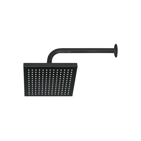 R-405M Regadera cuadrada 8", ABS, con brazo y chapetón, negro, AQUA
