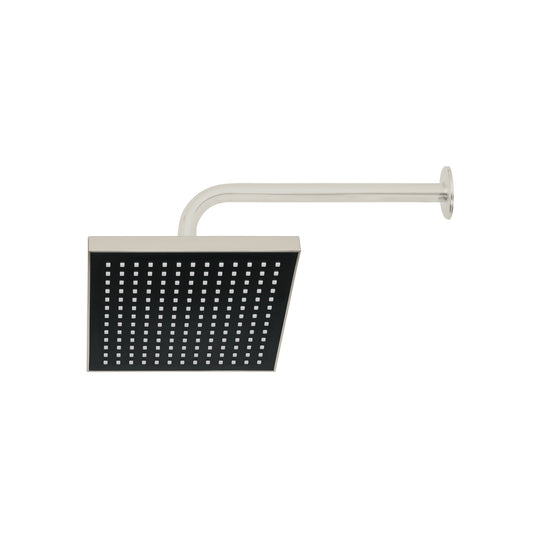 R-405N Regadera cuadrada 8", ABS, con brazo y chapetón, satín, AQUA