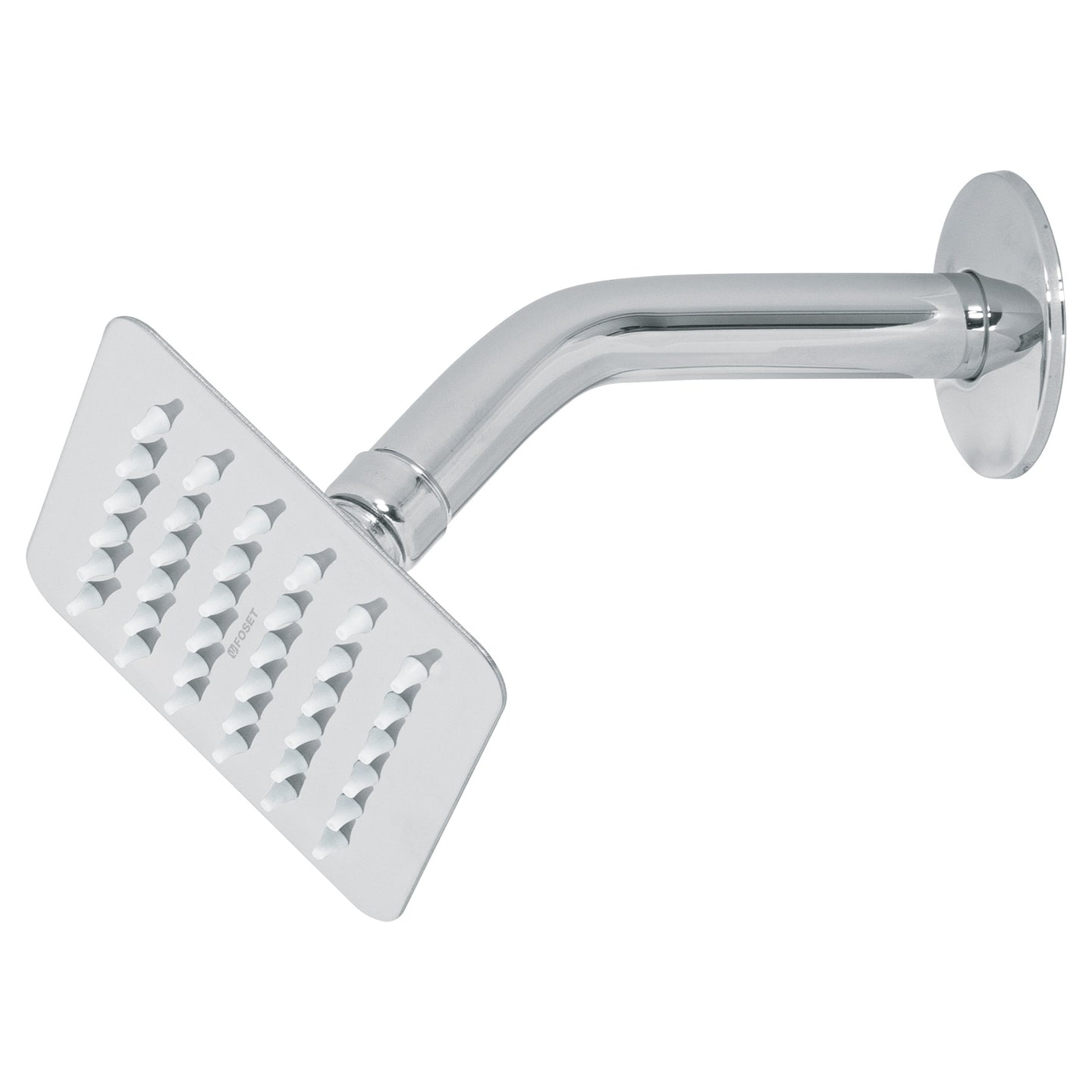 R-413 Regadera cuadrada 4", acero inox, con brazo, cromo, TÚBIG