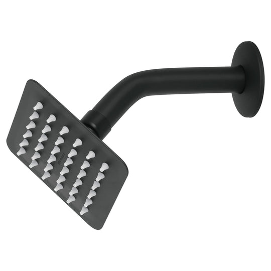R-413M Regadera cuadrada 4", acero inox, con brazo, negro, TÚBIG