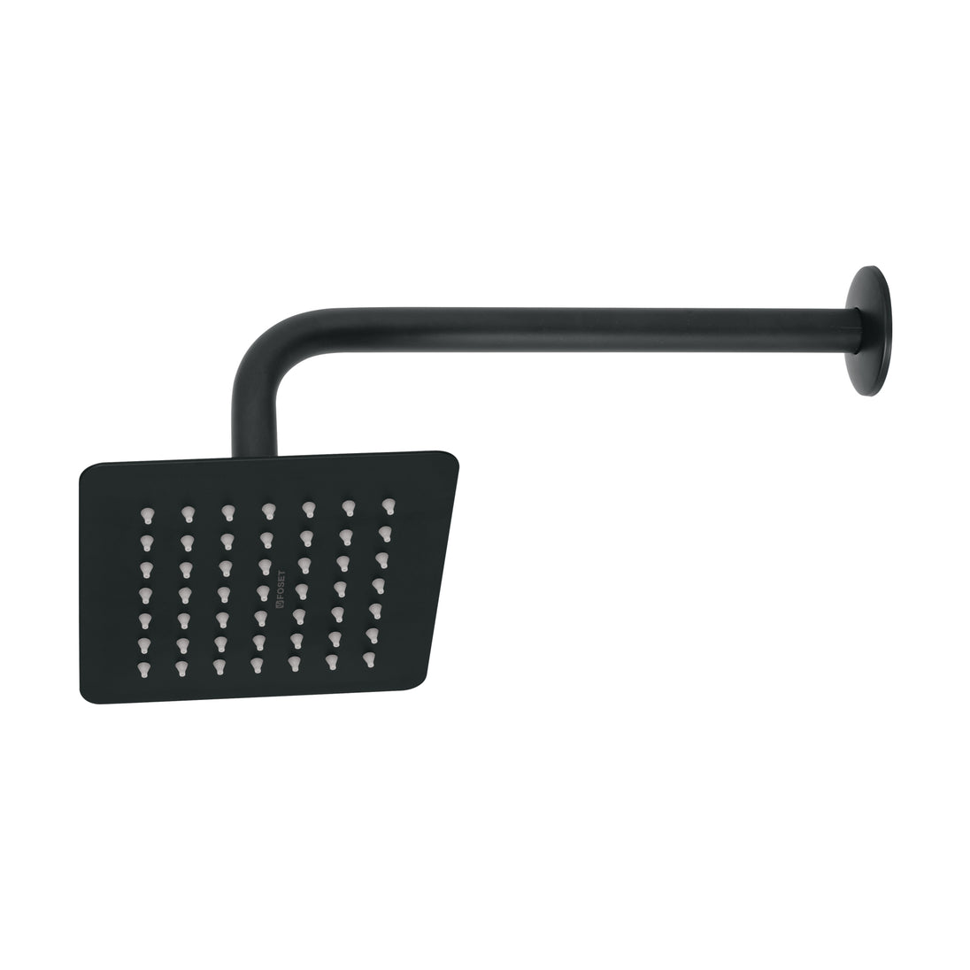 R-414M Regadera cuadrada 6", acero inox, con brazo, negro, TÚBIG