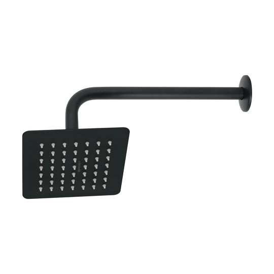 R-414M Regadera cuadrada 6", acero inox, con brazo, negro, TÚBIG