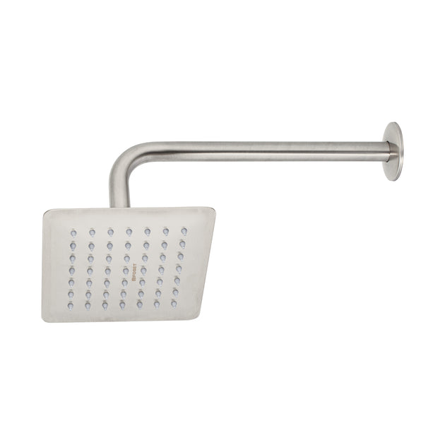 R-414N Regadera cuadrada 6", acero inox, con brazo, satín, TÚBIG