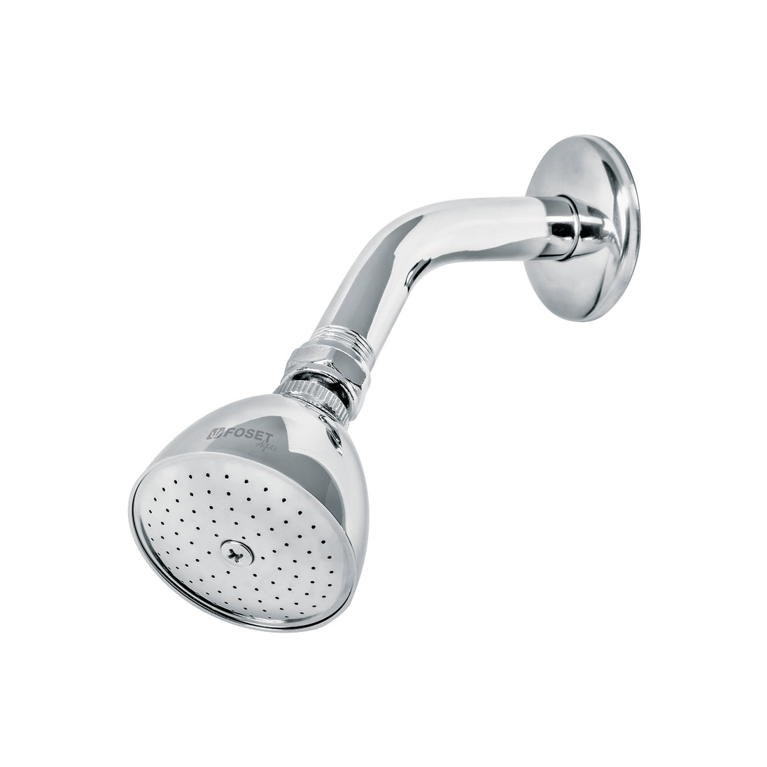 R-509 Regadera cónica 2-1/2", metálica, brazo y chapetón, cromo