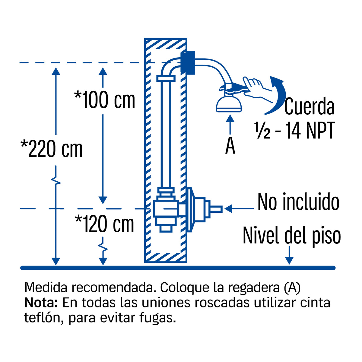 Foset R-512 Cabezal Ducha Brazo Cromado 2.5" NPT 1/2"