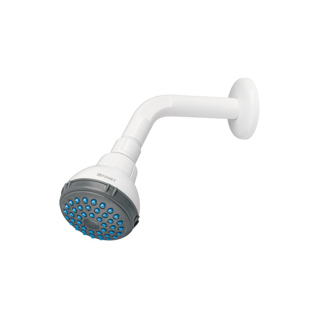 R-516 Regadera plástica redonda 2-1/2" gris-blanca, FOSET BASIC