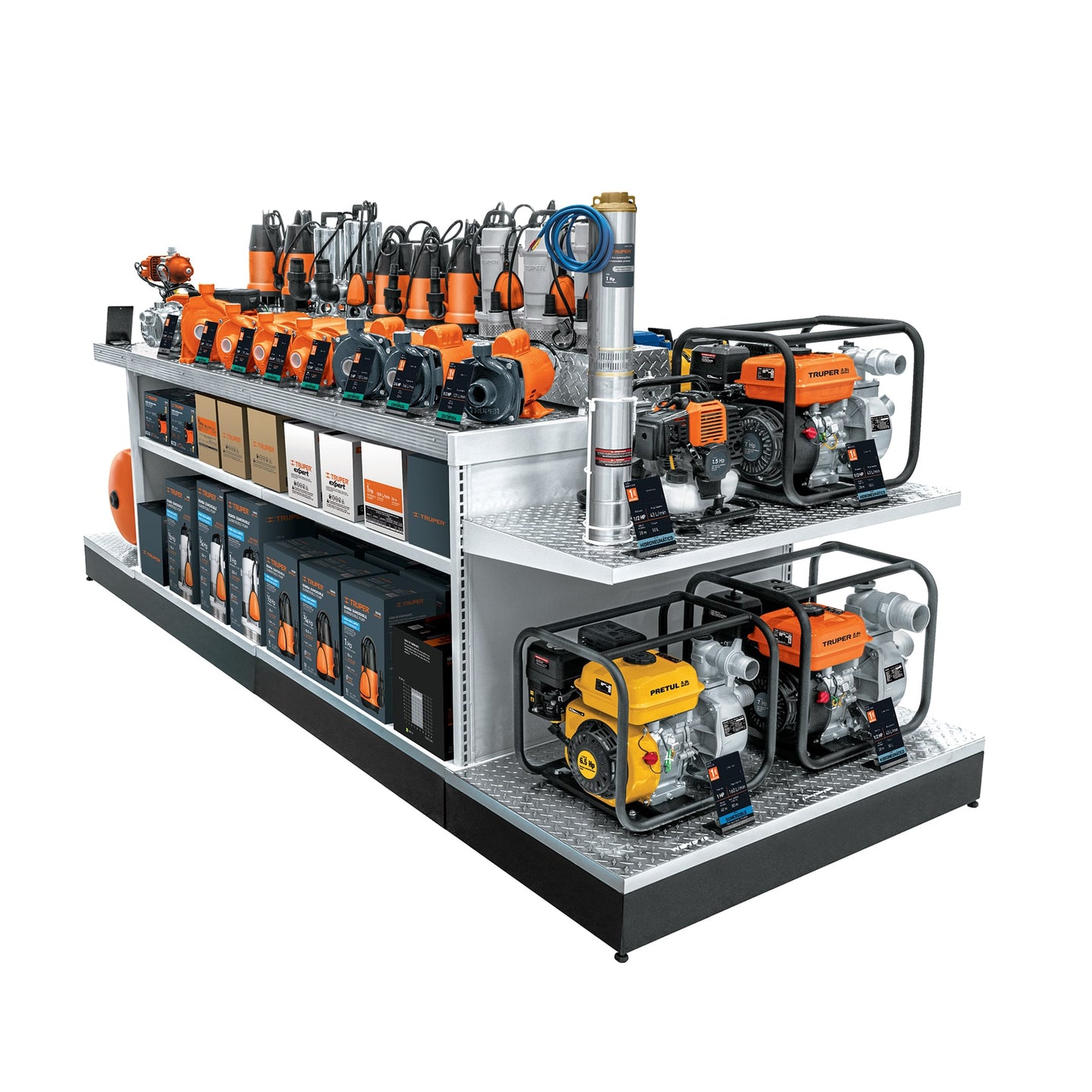 R-MAQ-BOM Mueble exhibidor con bombas de agua