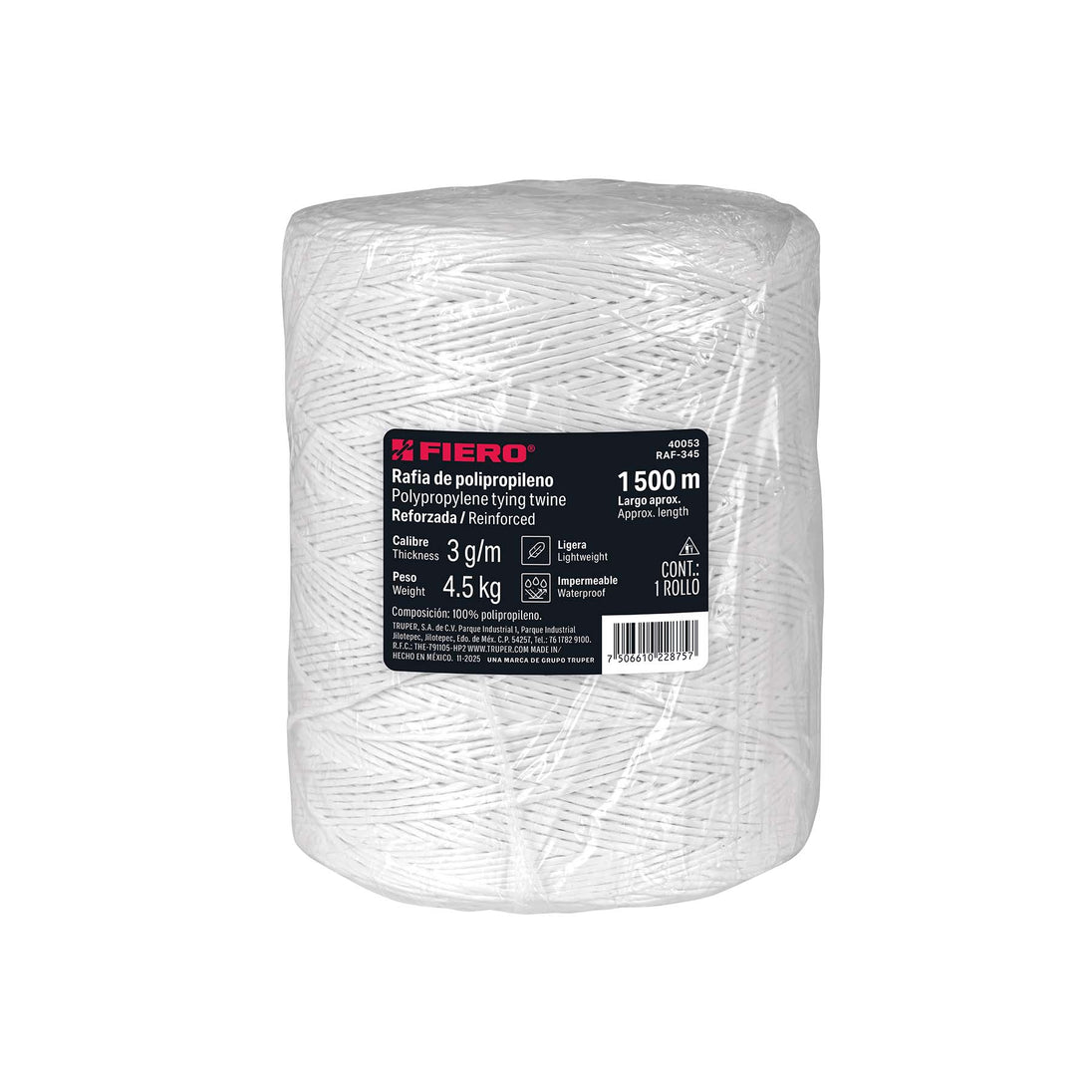 Fleje Polipropileno Virgen Fiero RAF-345 1500m Blanco | Embale Seguro