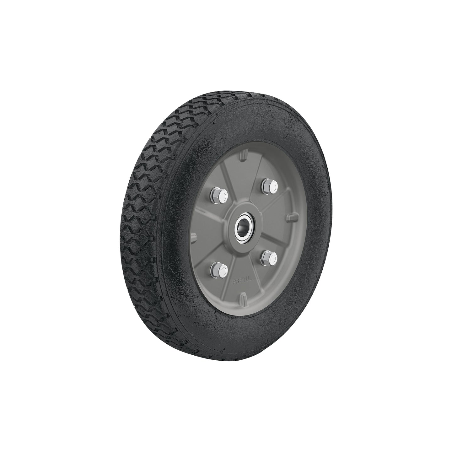 RD-102 Rueda de hule sólido 10" para diablo, doble balero, Pretul