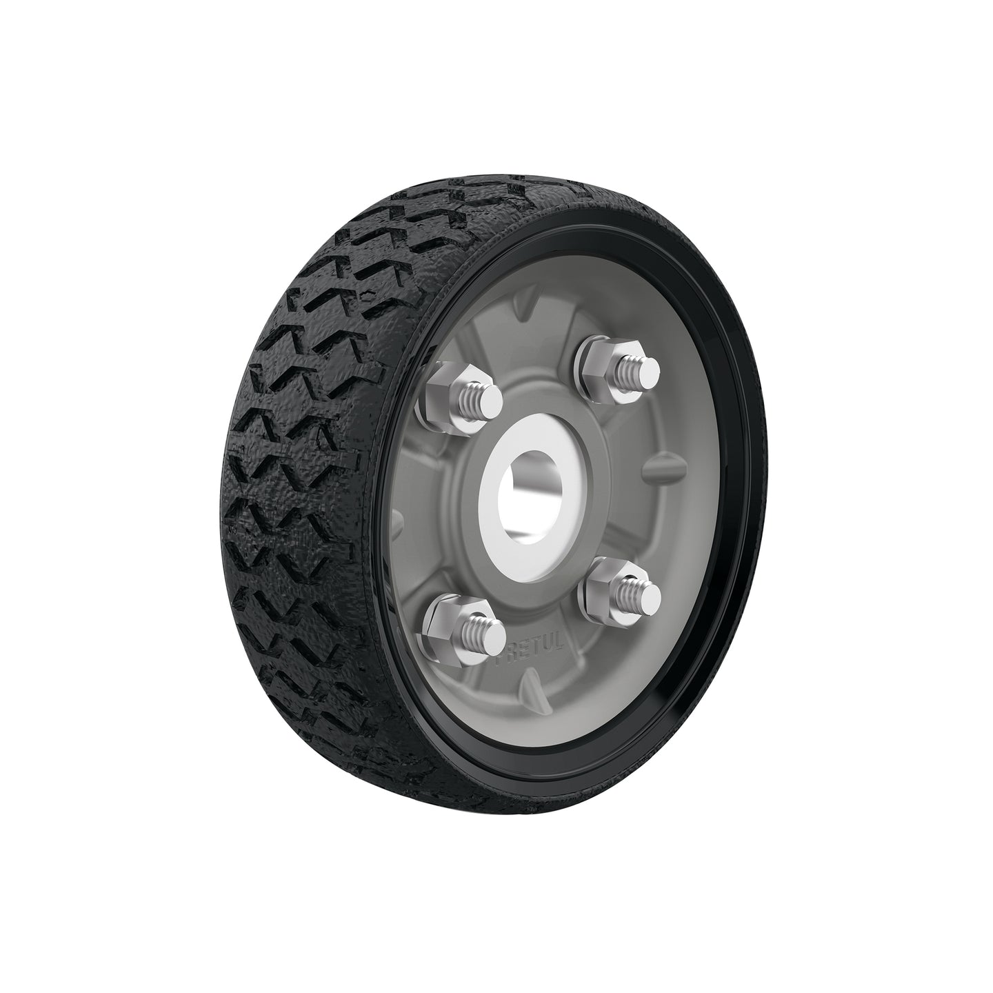 RD-41 Rueda de hule sólido 4-1/2" para diablo, un balero, Pretul