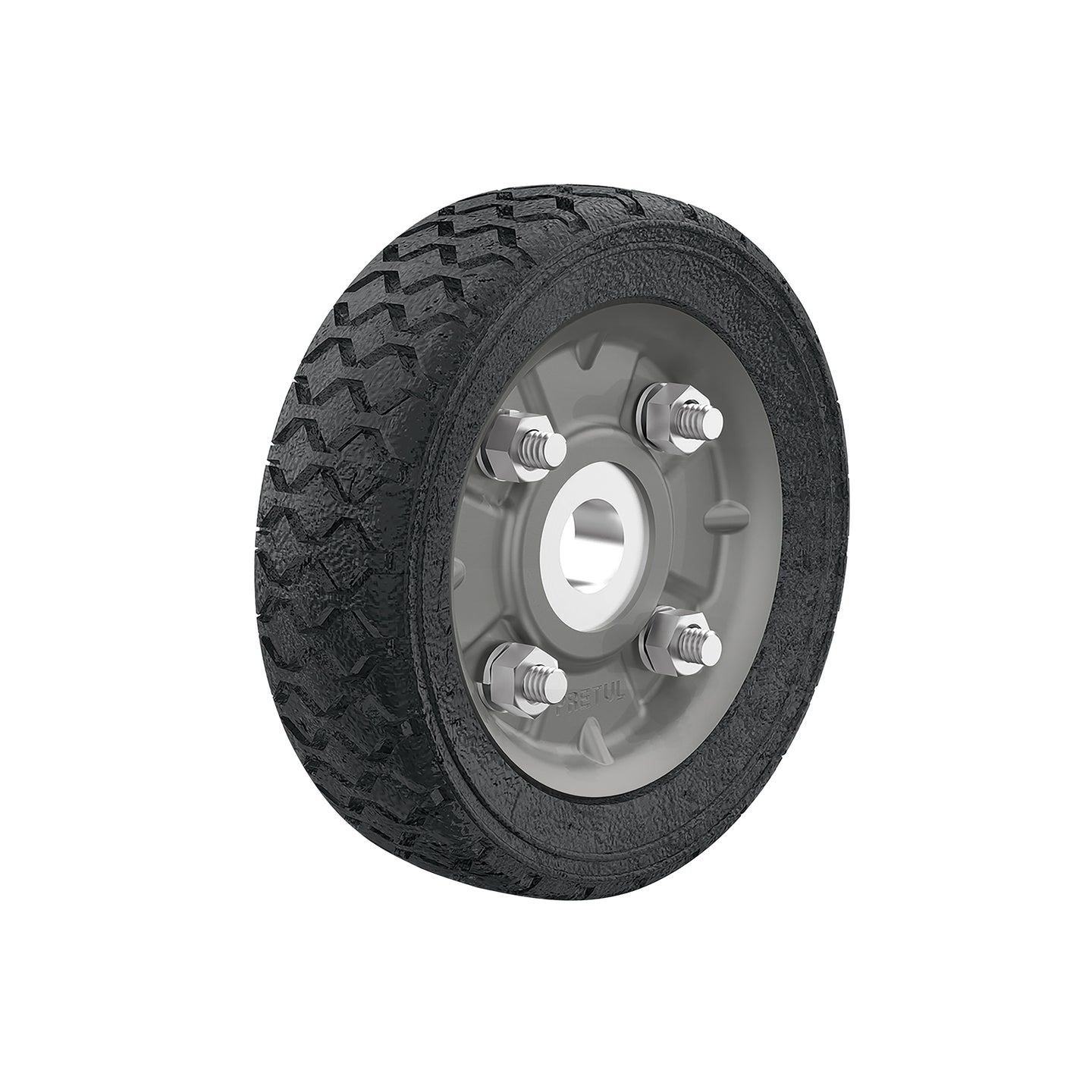 RD-51 Rueda de hule sólido 5" para diablo, un balero, Pretul