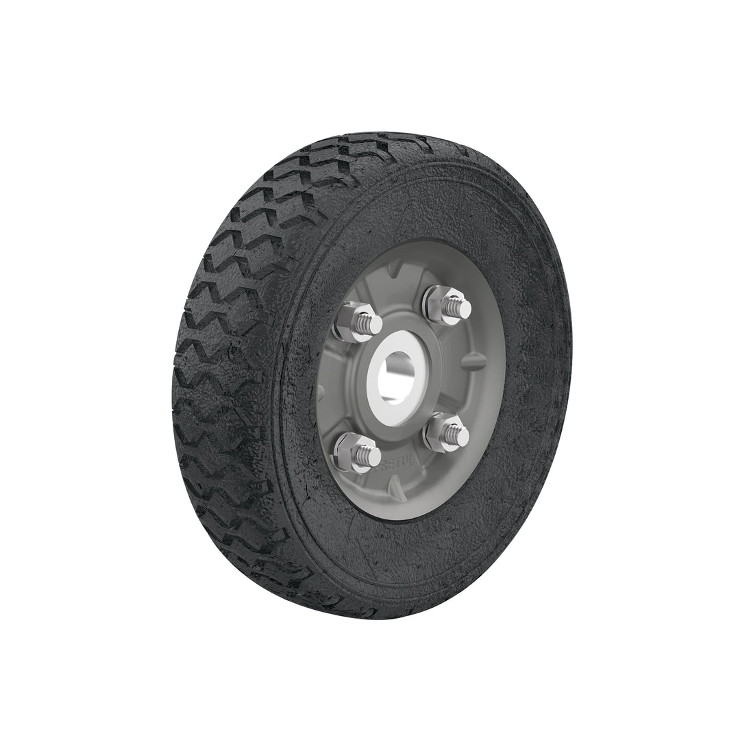 RD-61 Rueda de hule sólido 6" para diablo, un balero, Pretul