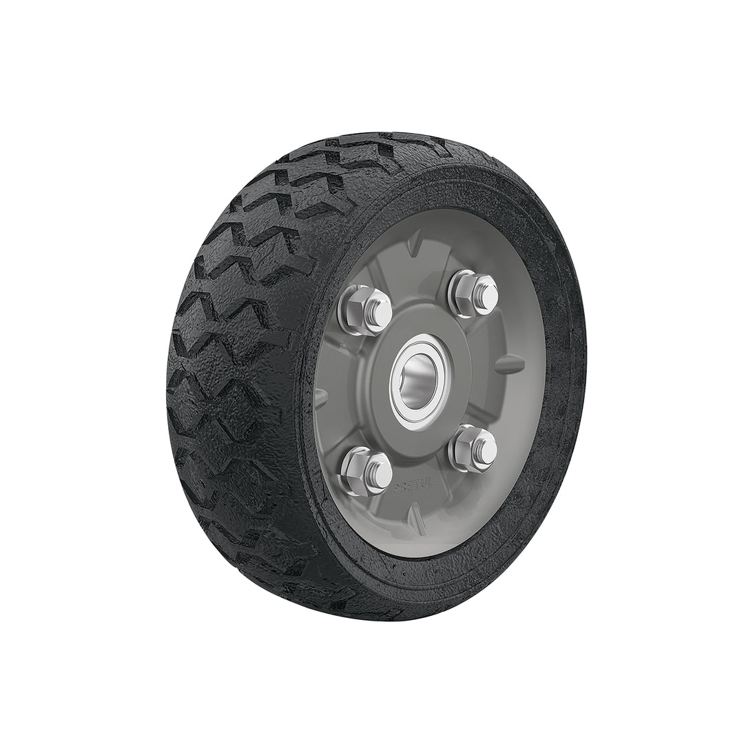 RD-62 Rueda de hule sólido 6" para diablo, doble balero, Pretul