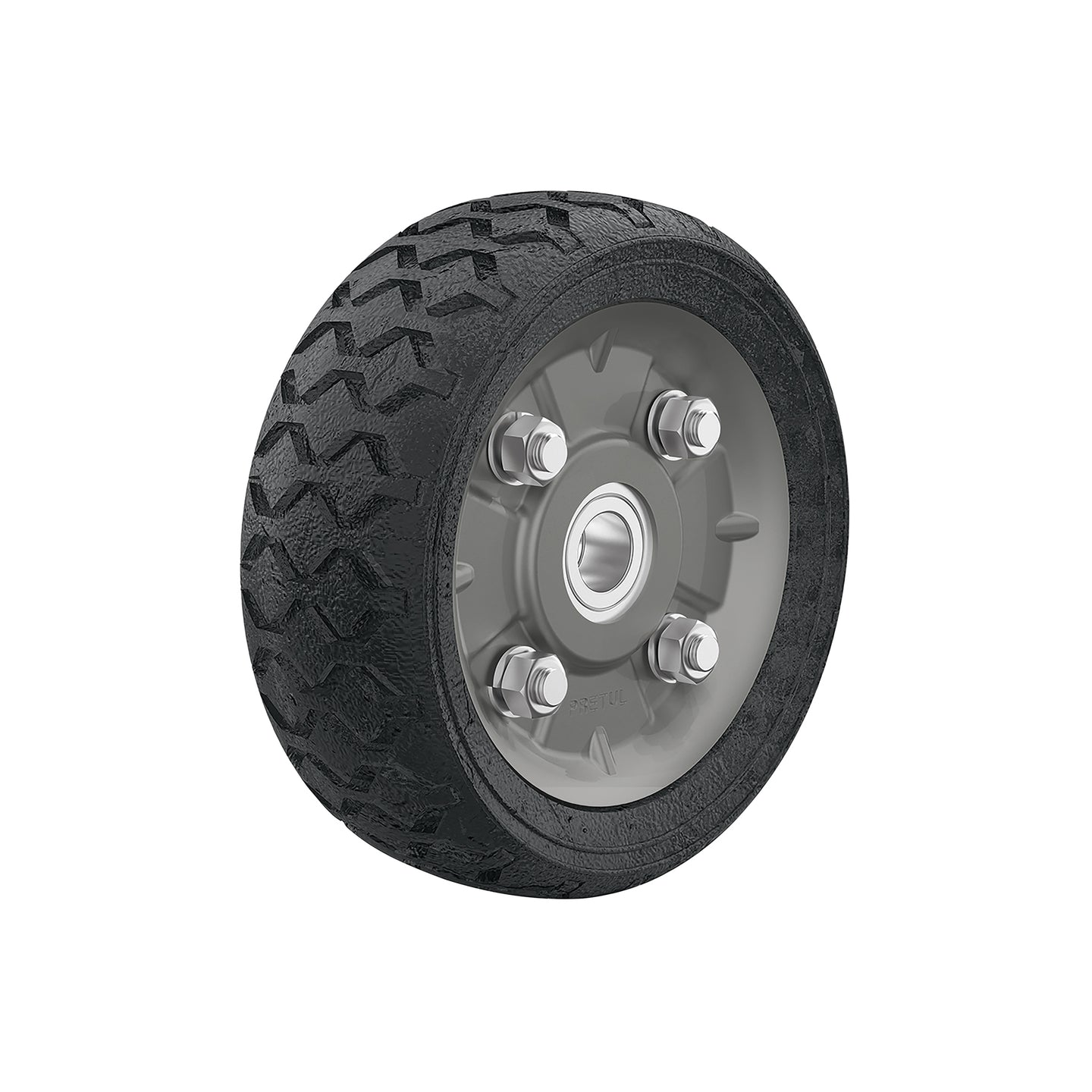 RD-62 Rueda de hule sólido 6" para diablo, doble balero, Pretul