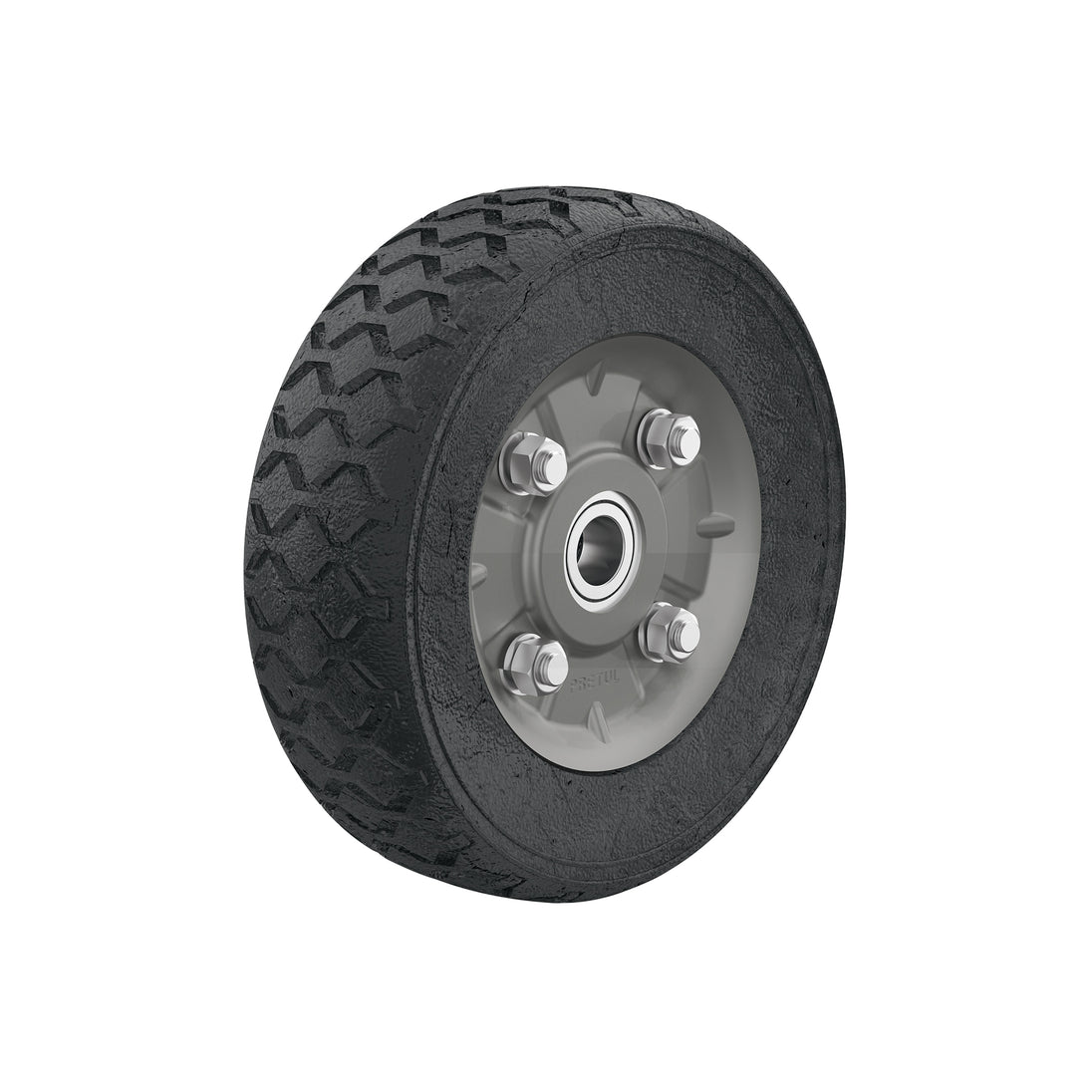 RD-72 Rueda de hule sólido 7" para diablo, doble balero, Pretul