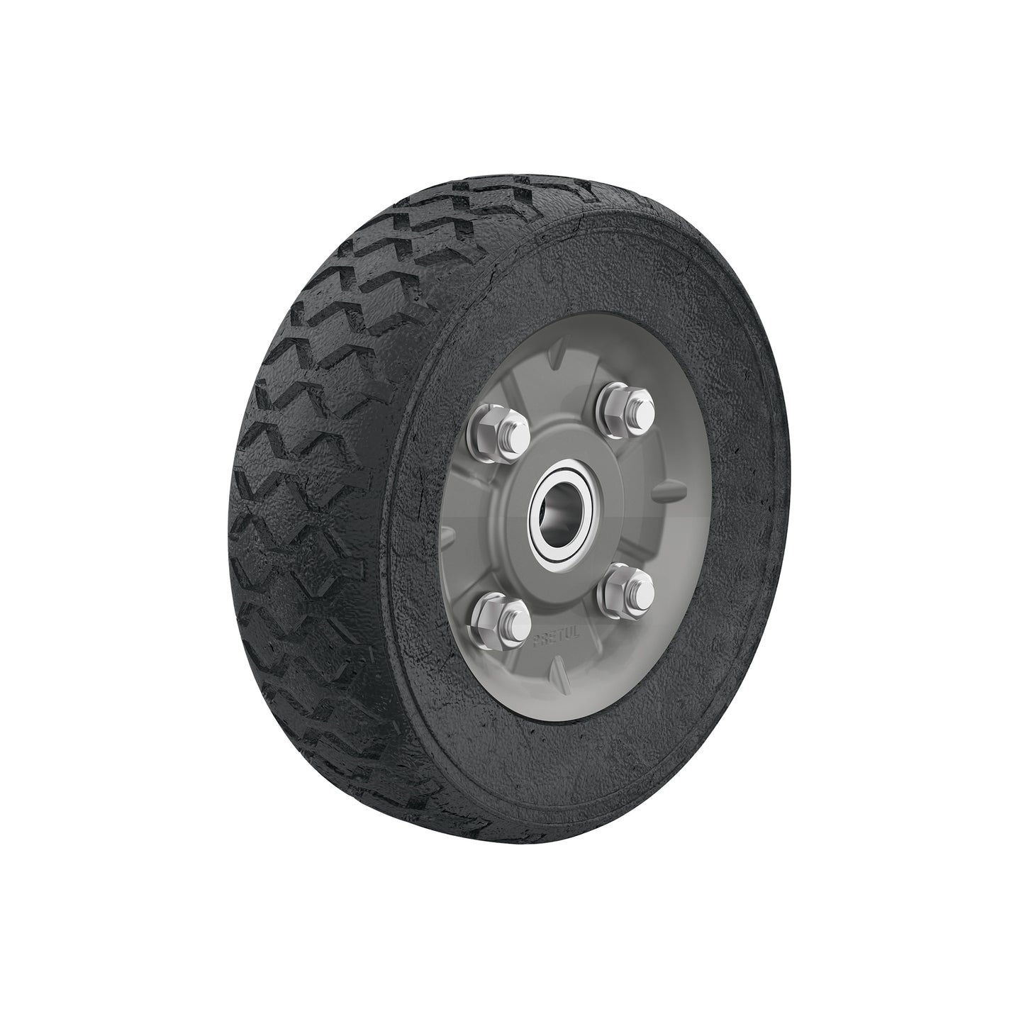 RD-72 Rueda de hule sólido 7" para diablo, doble balero, Pretul