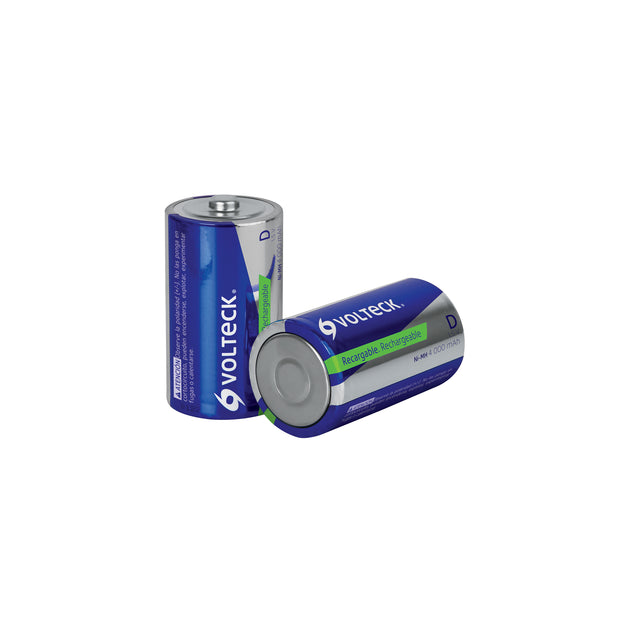 RE-D Blíster con 2 pilas recargables D larga duración, 4000 mAh