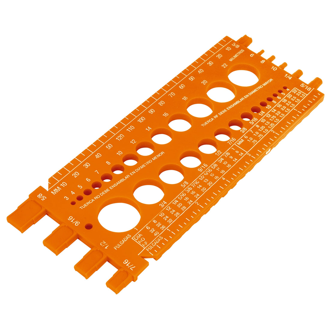 REGLA-22 Regleta medidora de tuercas y tornillos, std y mm, TRUPER