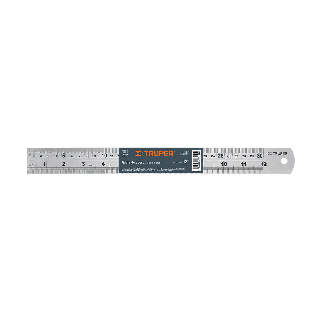 RGL-30 Regla 30 cm de acero inoxidable, Truper