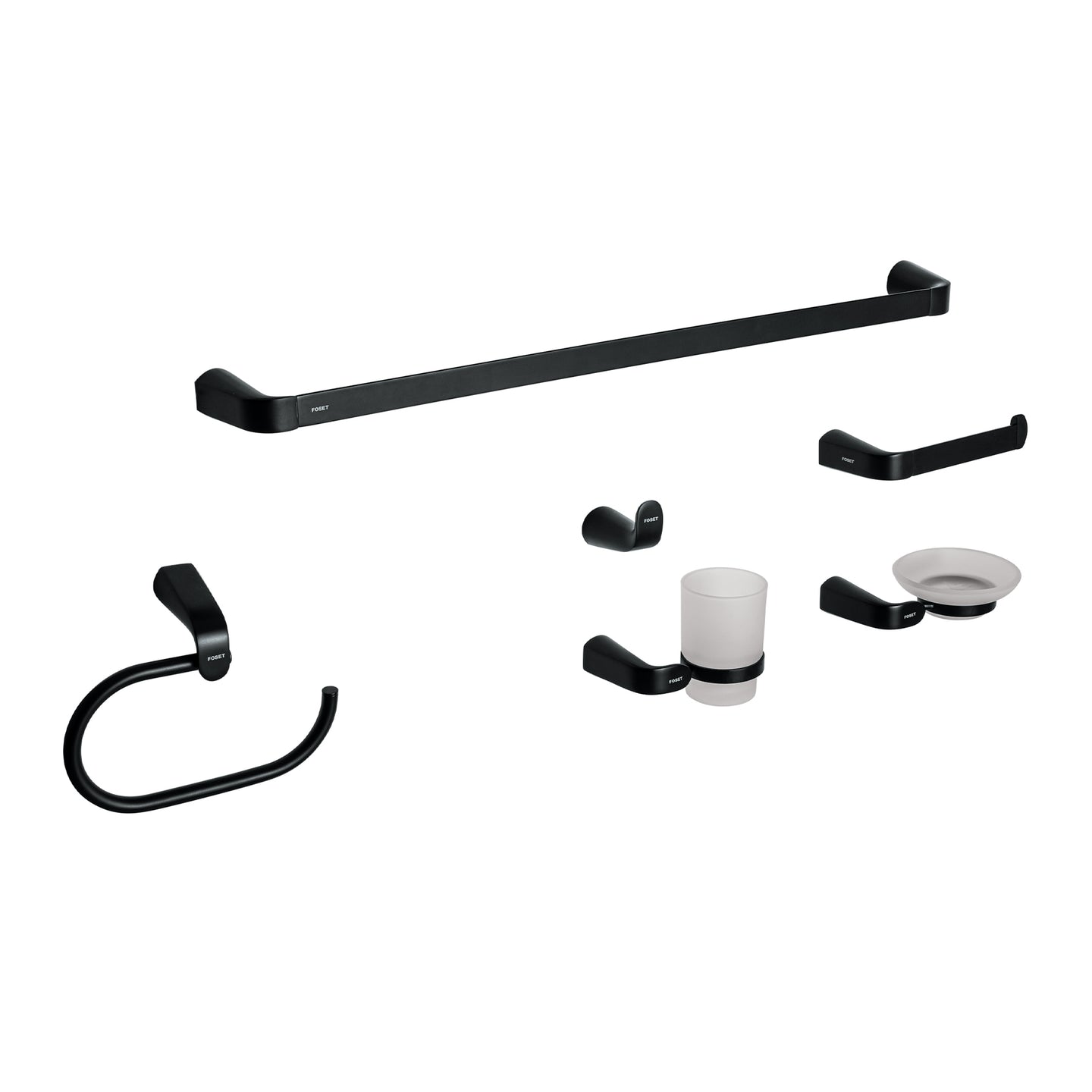 RIA-7000M Juego de 6 accesorios para baño, negro, FOSET RIVIERA