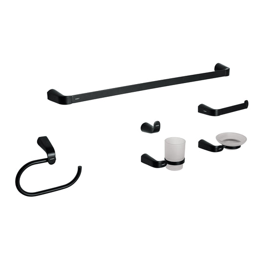 RIA-7000M Juego de 6 accesorios para baño, negro, FOSET RIVIERA