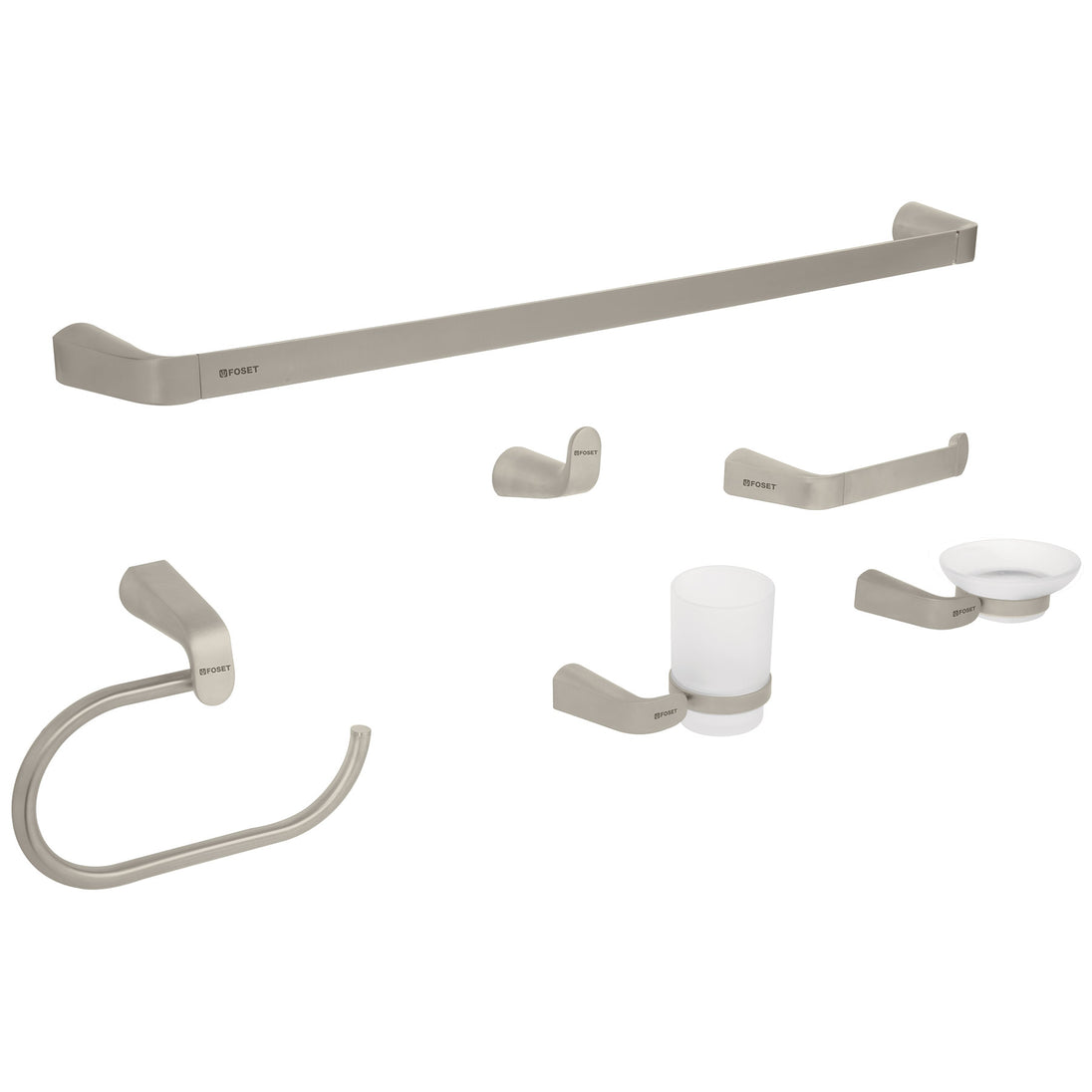 RIA-7000N Juego de 6 accesorios para baño acabado satín, RIVIERA