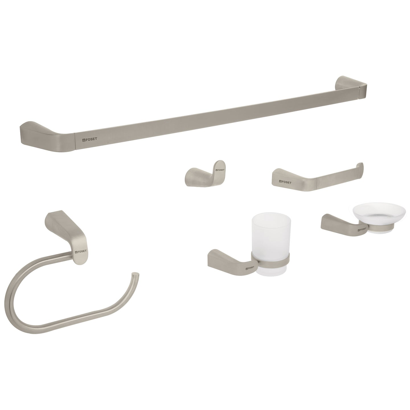 RIA-7000N Juego de 6 accesorios para baño acabado satín, RIVIERA