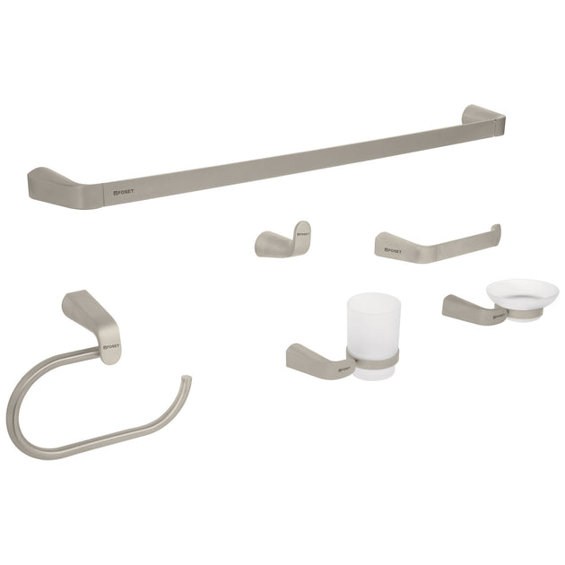 RIA-7000N Juego de 6 accesorios para baño acabado satín, RIVIERA