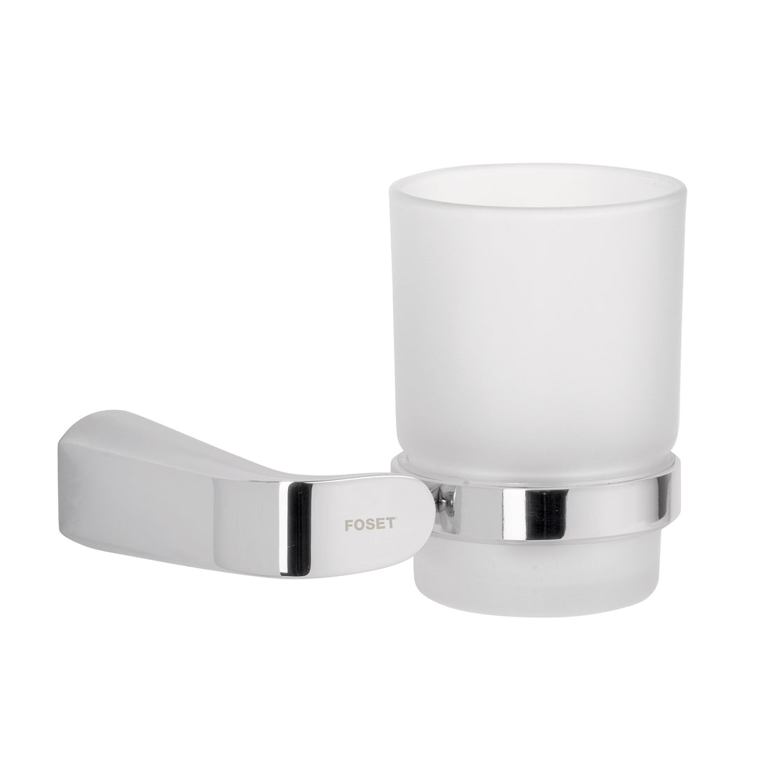 RIA-71 Portavaso cepillero cromo con vaso de vidrio, FOSET RIVIERA