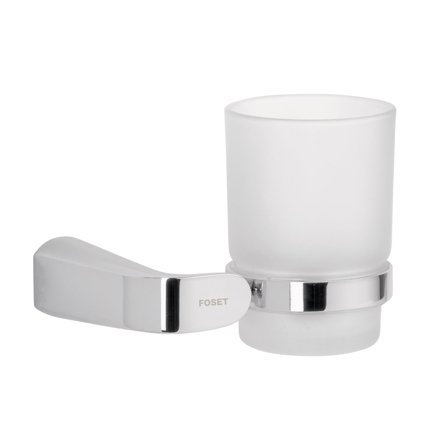 RIA-71 Portavaso cepillero cromo con vaso de vidrio, FOSET RIVIERA