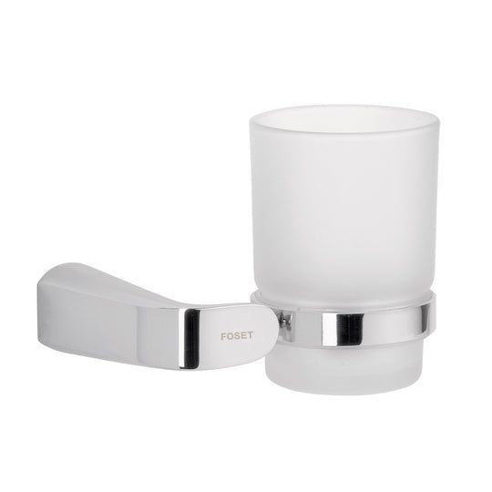 RIA-71 Portavaso cepillero cromo con vaso de vidrio, FOSET RIVIERA