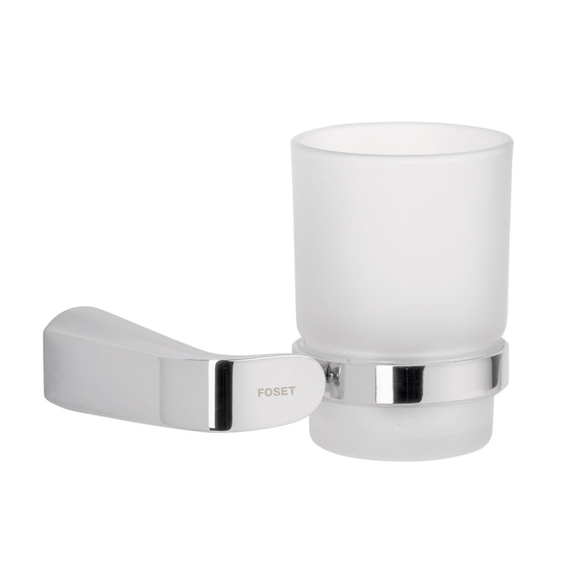 RIA-71 Portavaso cepillero cromo con vaso de vidrio, FOSET RIVIERA