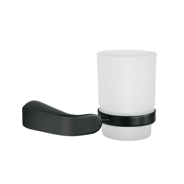 RIA-71M Portavaso cepillero con vaso de vidrio, negro, FOSET RIVIERA