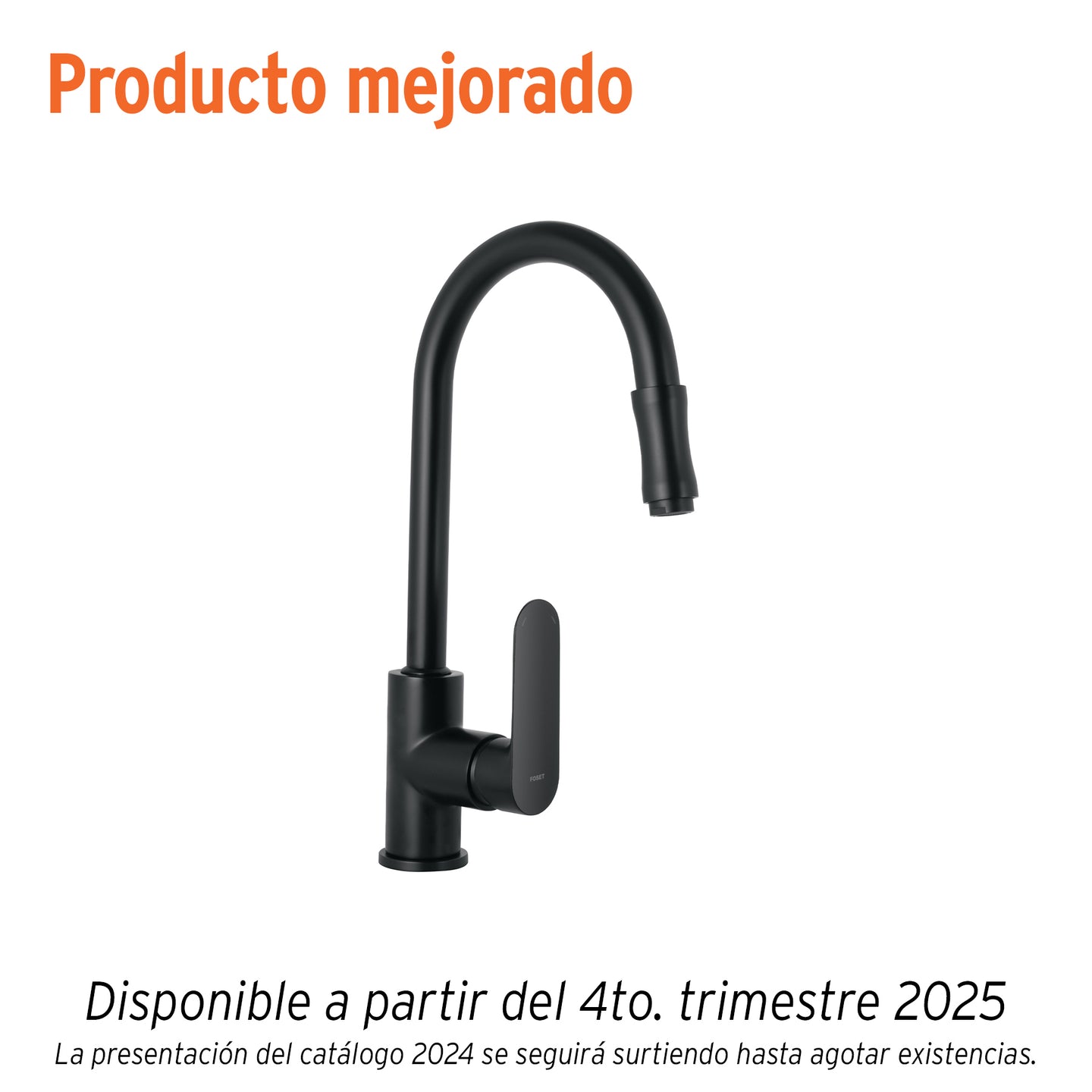 RIM-82M Monomando retráctil para fregadero, negro, FOSET RIVIERA