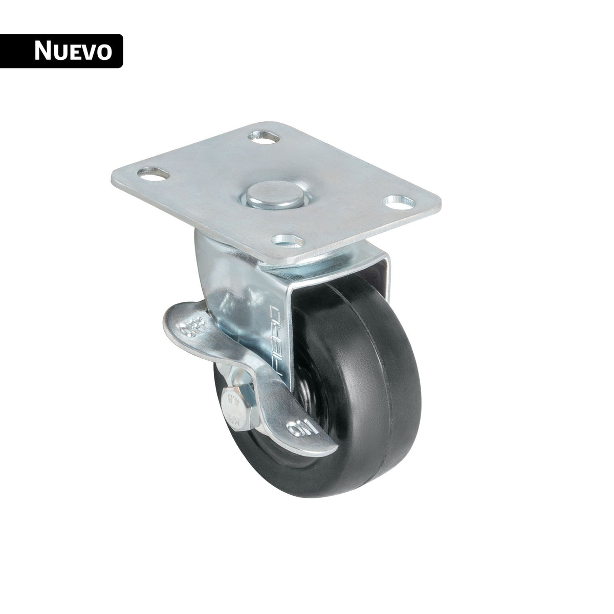 Rueda Giratoria Fiero RO-1515 Hule 3" 60 kg Placa Giratoria