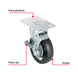Rueda Giratoria Fiero RO-1516 4" Hule 50kg Placa Galvanizada