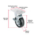 Rueda Giratoria Fiero RO-1516 4" Hule 50kg Placa Galvanizada