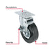 Rodaja Fiero RO-1518 5" Hule 60kg Placa Giratoria Silenciosa