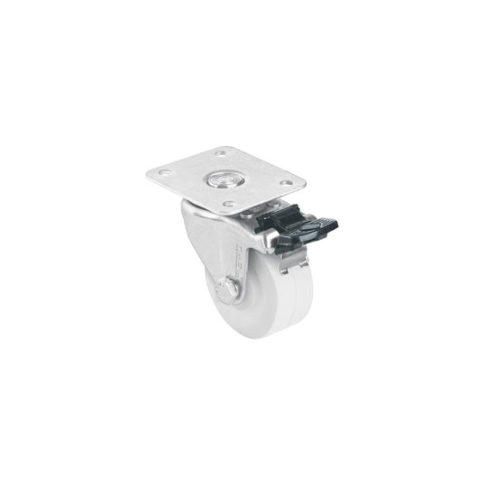 RO-2210F Rodaja de polietileno 2" placa giratoria, con freno, FIERO
