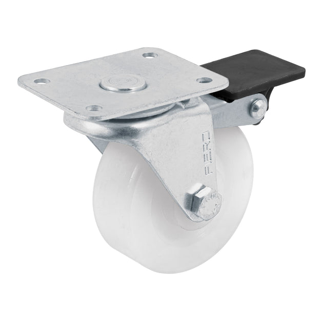 RO-2211F Rodaja de polietileno 2-1/2" placa giratoria con freno FIERO