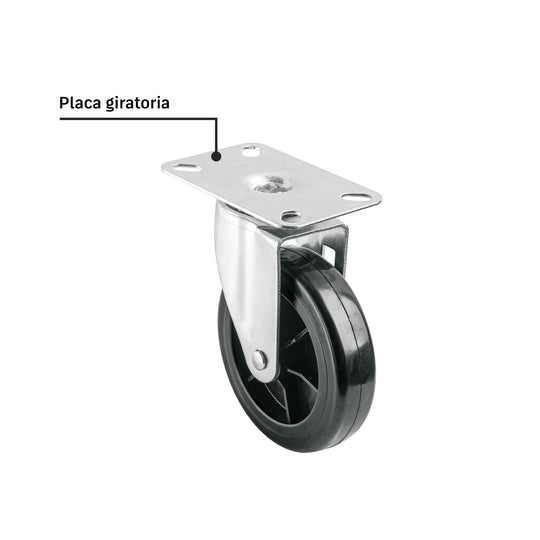 Rueda Giratoria Pretul RO-5PUG Poliuretano Placa 120x80mm No Marca Pisos